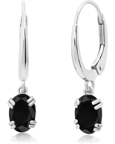 Nicole Miller 10k White Or Yellow Gold Oval Cut 6x4mm Gemstone Dangle Lever Back Earrings For