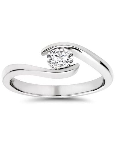 Pompeii3 1/3ct Round Diamond Solitaire Modern Engagement Ring - White