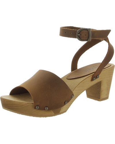 Sanita Yara Leather Studded Heels - Brown
