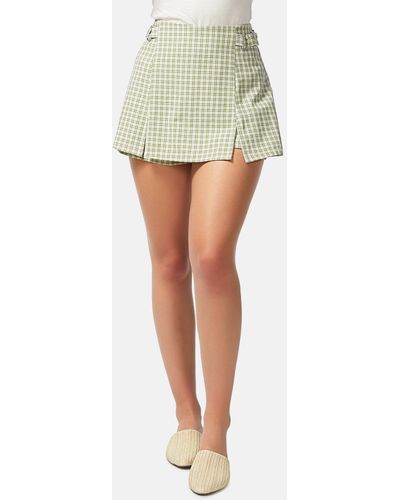 LONDON RAG Checkered Skort With Buckles - Yellow