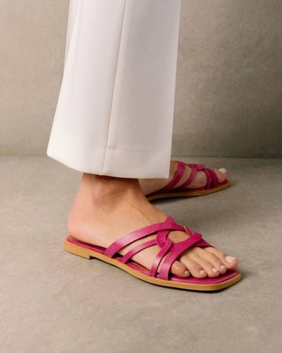 Alohas Pad Leather Sandals - Pink