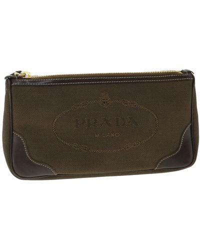 Prada Canvas Clutch Bag (pre-owned) - Green