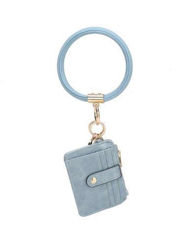 MKF Collection by Mia K Jordyn Vegan Leather Bracelet Keychain With A Credit Card Holder - Blue