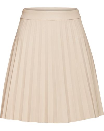 BB Dakota Faux Leather Pleated A-line Skirt - Natural