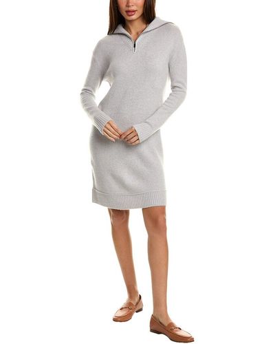 Magaschoni 1/2-zip Cashmere Sweaterdress - White