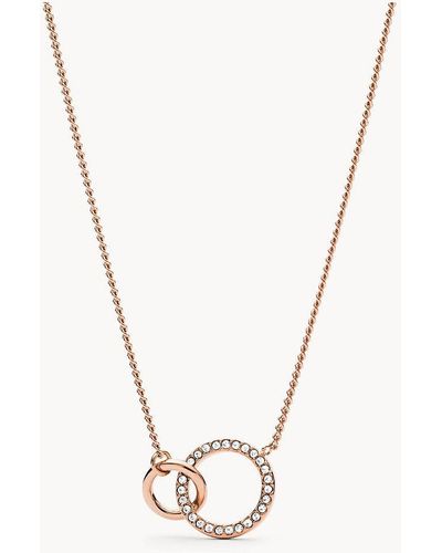 Fossil Rose Gold Stainless Steel Pendant Necklace - Metallic