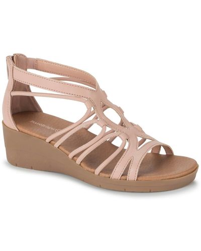 BareTraps Kitra Faux Leather Wedge Strappy Sandals - Pink
