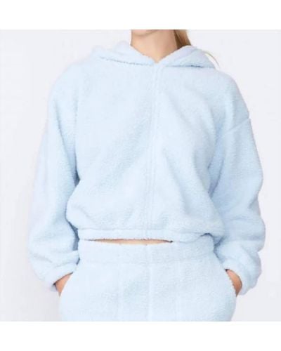 Stateside Double Face Sherpa Cinched Hoodie - Blue