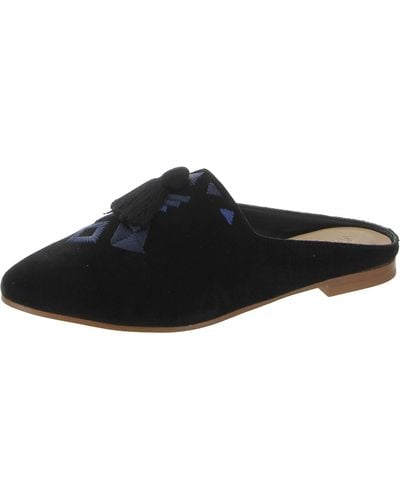Soludos Palazzo Suede Embroidered Mules - Black