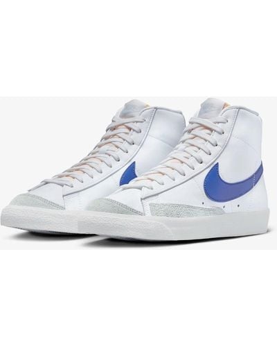 Nike Blazer Mid '77 Vintage Bq6806-124 White Game Royal Leather Shoes Foh22 - Blue