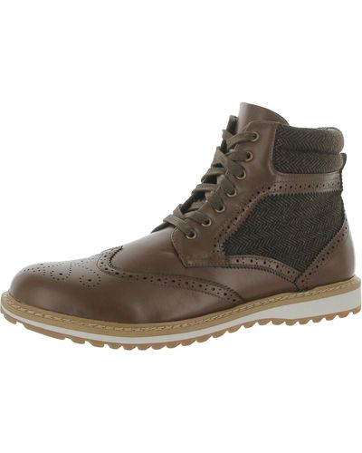 Thomas & Vine Faux Leather Round Toe Chukka Boots - Brown