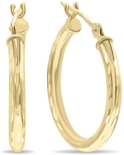 Monary 14k Gold Shiny Diamond Cut Engraved Hoop Earrings (20mm) - Yellow