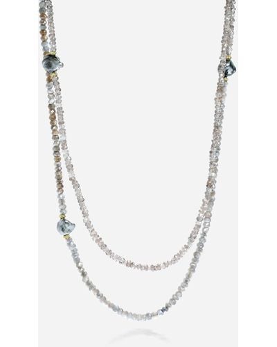 Armenta Old World Sterling Silver And 18k Yellow Gold, Keshi Pearl And Zircon Beaded Station Necklace - Metallic