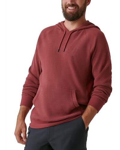 BASS OUTDOOR Waffle Knit Pullover Hoodie - Red
