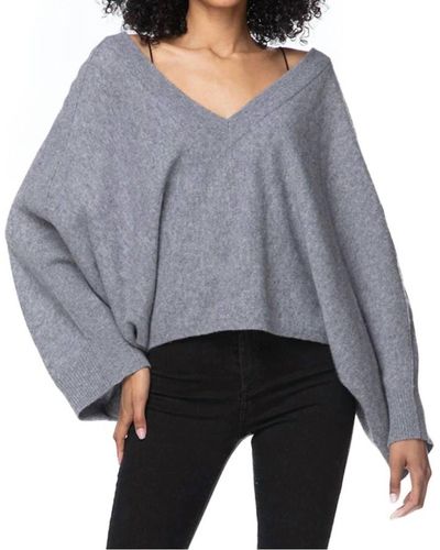 Subtle Luxury Coastal Cool Crew/v-neck Reversible Sweater - Gray