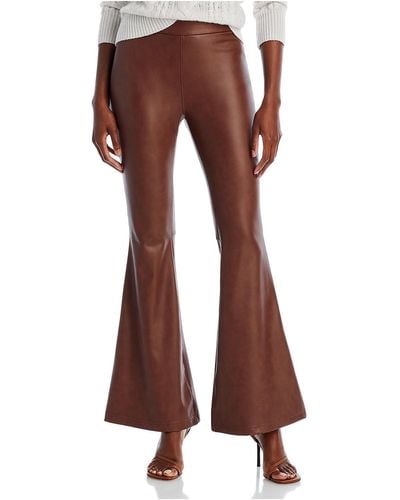 Bagatelle Faux Leather High Waist Flared Pants - Brown