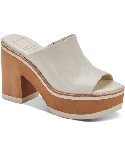 Dolce Vita Emery Leather Slide Platform Sandals - White