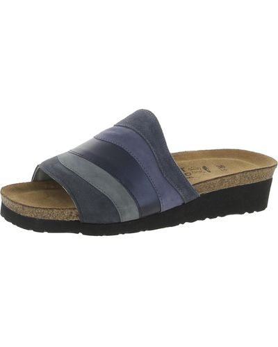 Naot Portia Leather Slip-on Slide Sandals - Blue