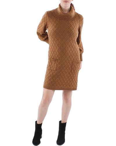 Jessica Howard Mockneck Knee Sweaterdress - Natural