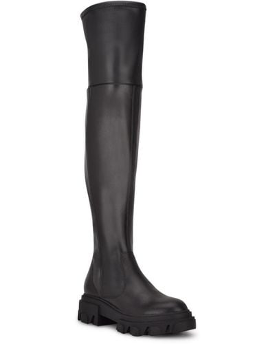 Nine West Cellie Faux Leather Tall Over-the-knee Boots - Black