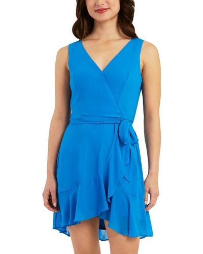 Bcx Sleeveless Mini Wrap Dress - Blue