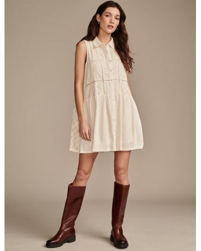 Lucky Brand Collared Tiered Dress - Natural