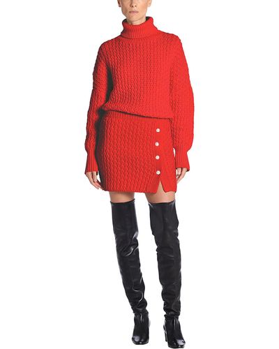 Adam Lippes Mini Skirt In Cashmere Wool - Red