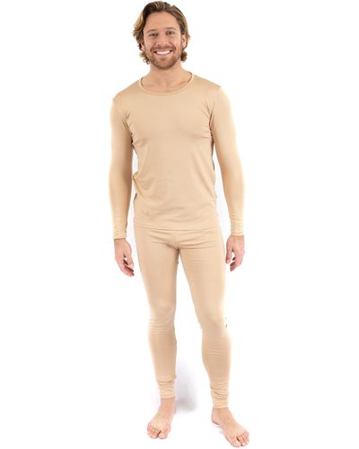 Leveret Two Piece Thermal Pajamas - Natural