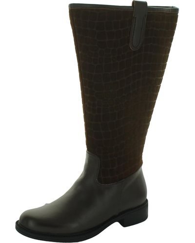 David Tate Leather Wide Calf Mid-calf Boots - Black