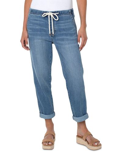 Liverpool Los Angeles The Rascal Mid Rise Tie Front Straight Leg Jeans - Blue