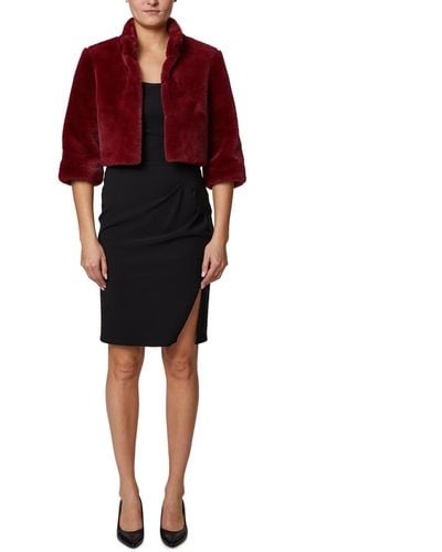 Laundry by Shelli Segal Faux Fur Special Occasion Shrug - Red