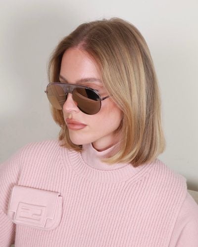 Dior Rose Gold Mirrored Aviator Sunglasses - Pink
