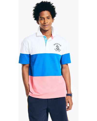 Nautica Classic Fit Rugby Chest-stripe Polo - Blue