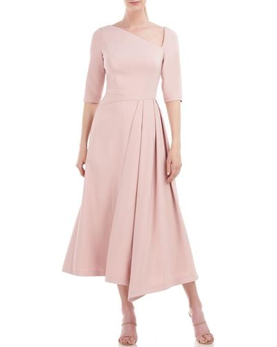 Kay Unger Pleated Midi Cocktail And Party Dress - Pink