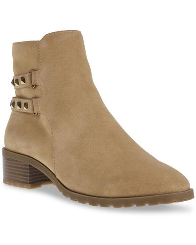 Anne Klein Akcaimile Square Toe Casual Ankle Boots - Natural