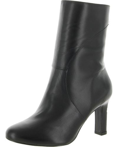Naturalizer Harlene Leather Almond Toe Ankle Boots - Black