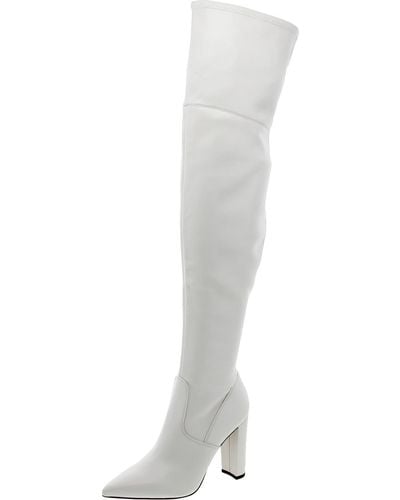Marc Fisher Garalyn2 Faux Leather Pointed Toe Over-the-knee Boots - White
