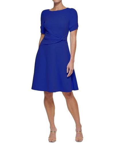 DKNY Petites Party Short Fit & Flare Dress - Blue
