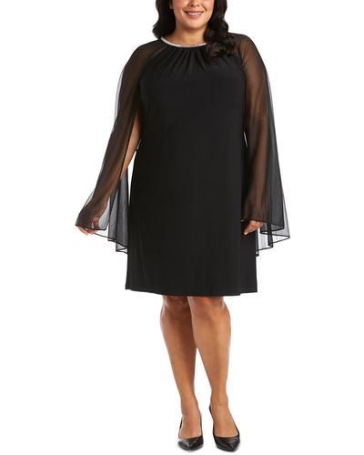 R & M Richards Plus Chiffon Embellished Cocktail And Party Dress - Black