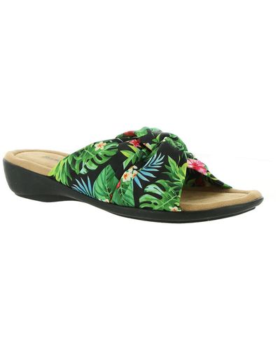 Minnetonka Sarong Slip On Open Toe Slide Sandals - Green