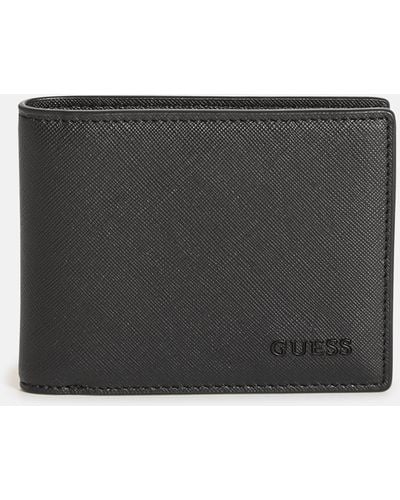 Guess Factory Crosshatched Faux-leather Bifold Wallet - Gray
