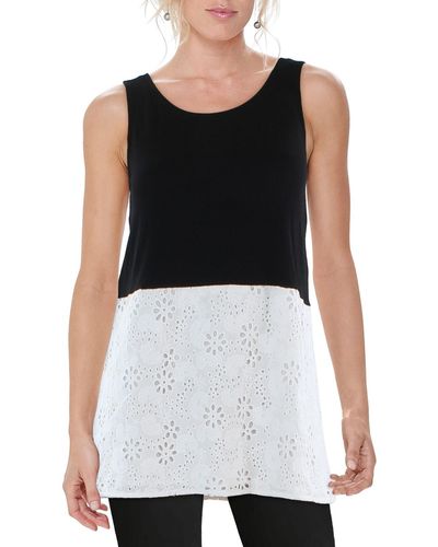 Refried Apparel Eyelet Embroidered Tank Top - Black