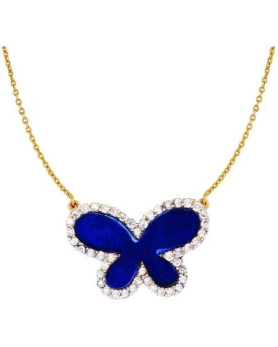 Ariana Rabbani Diamond Lapis Butterfly Necklace (medium) Yellow - Blue
