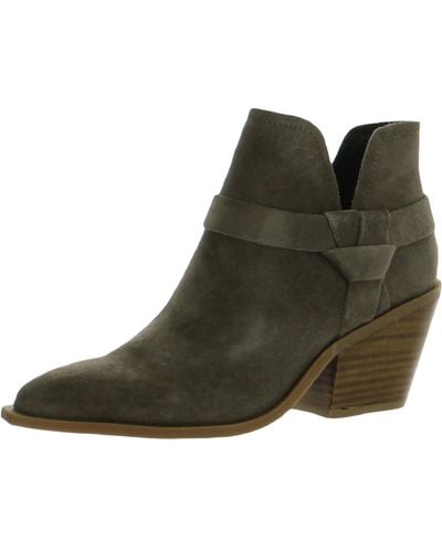Dolce Vita Navie Block Heel Pointed Toe Ankle Boots - Green