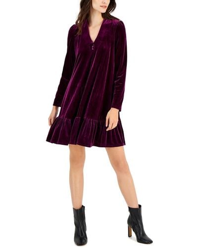 Taylor Dresses Causal Warm Shift Dress - Purple