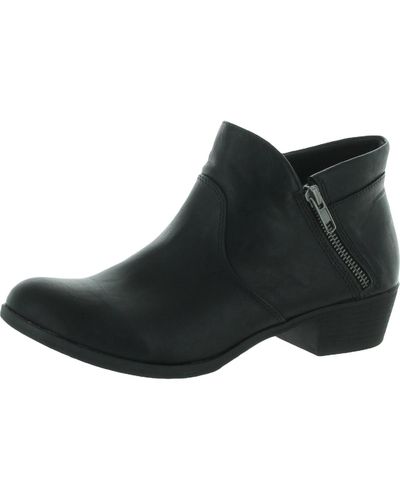 Sun & Stone Abby Faux Leather Heels Ankle Boots - Black