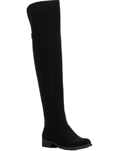 Sun & Stone Allicce Zipper Round Toe Over-the-knee Boots - Black