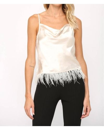 Fate Leah Feather Trimmed Cowl Neck Cami - Black