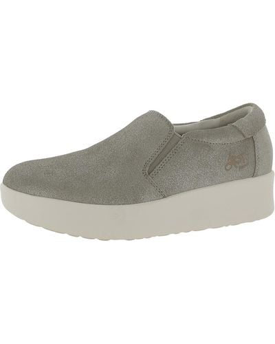 Otbt Camile Leather Wedge Slip-on Sneakers - Gray