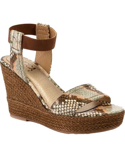 Lucca Lane Emmalyn Leather Ankle Espadrilles - Brown